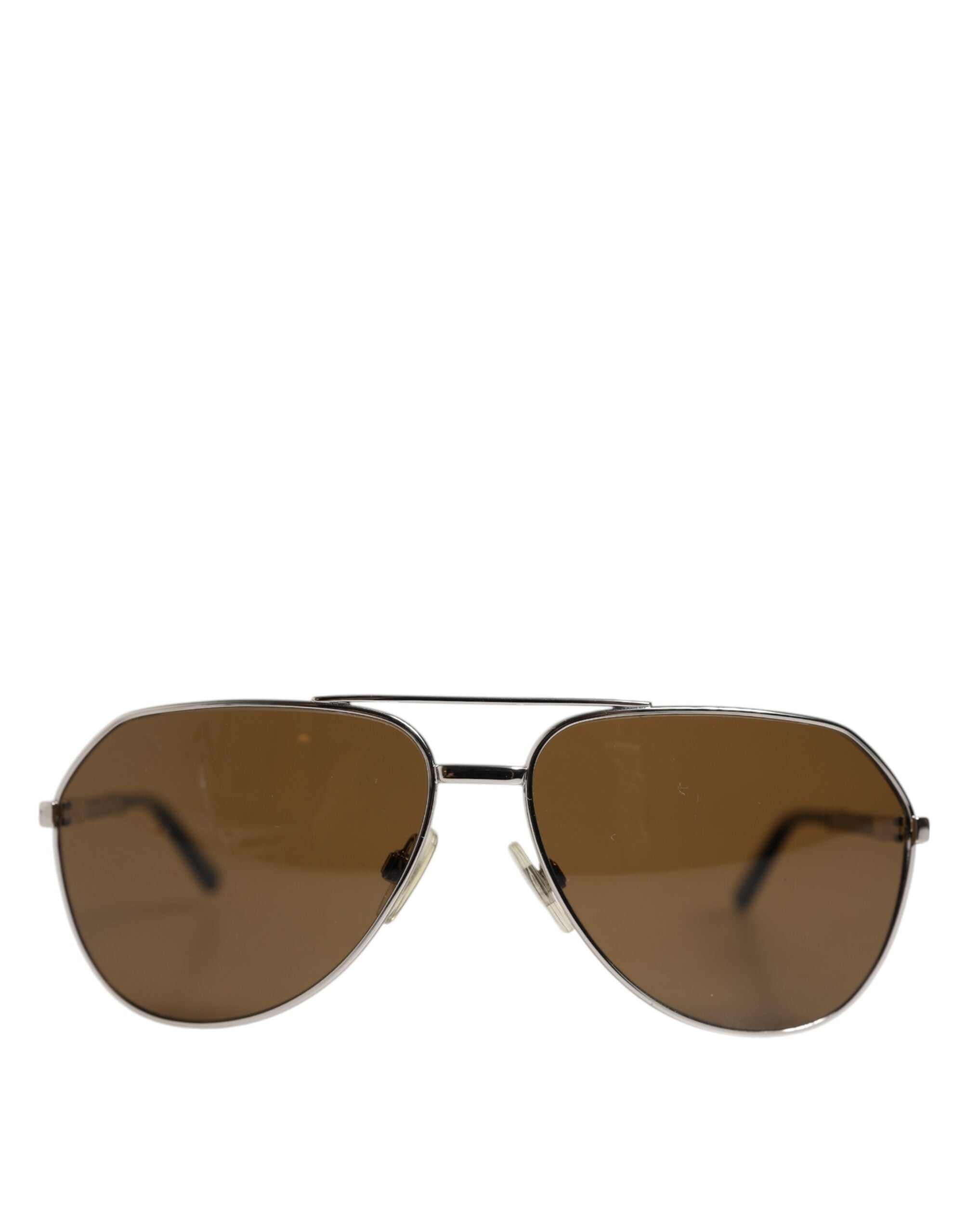 Gafas de sol Dolce &amp; Gabbana DG2073 Silver Steel Classic Pilot con lentes marrones