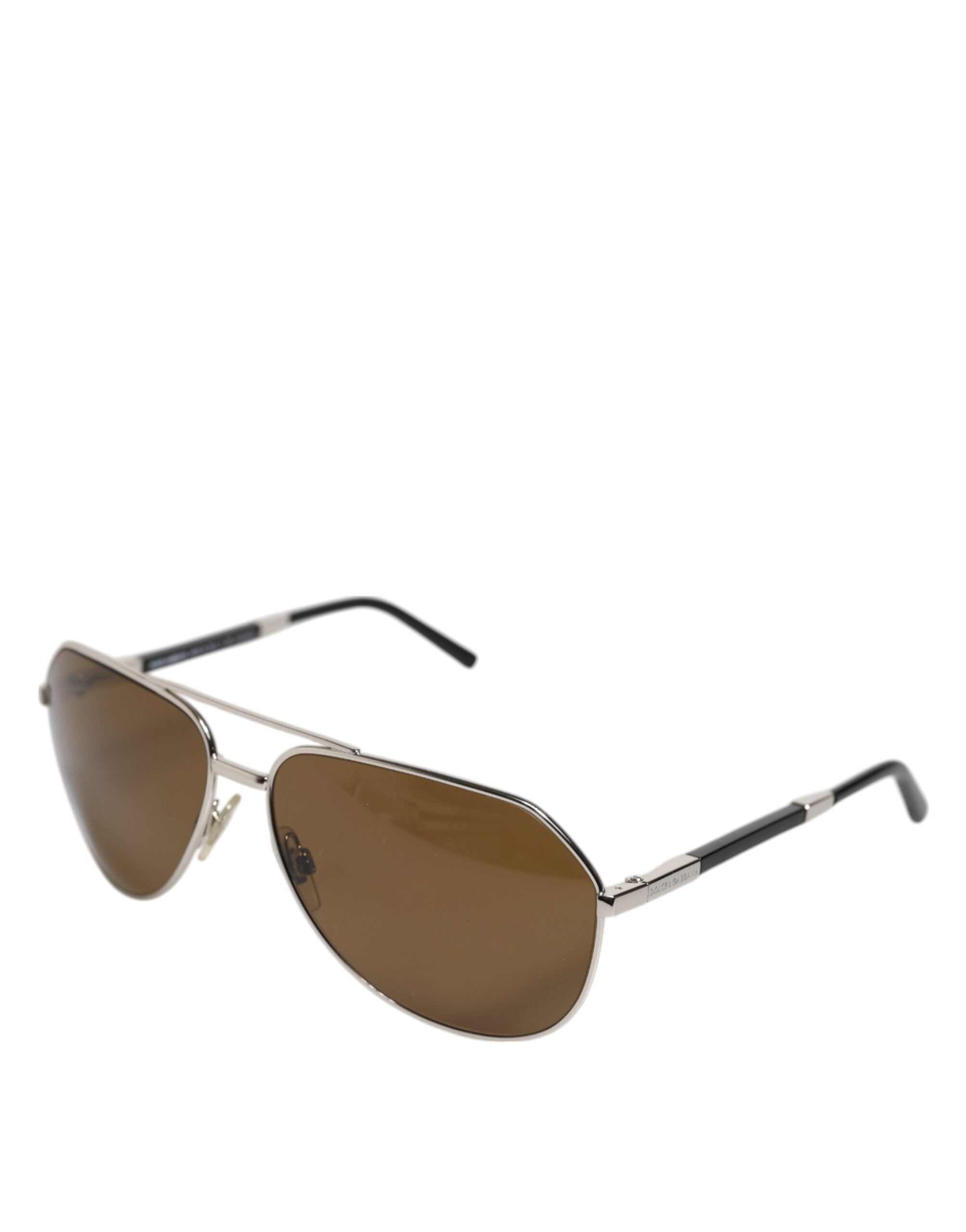 Gafas de sol Dolce &amp; Gabbana DG2073 Silver Steel Classic Pilot con lentes marrones