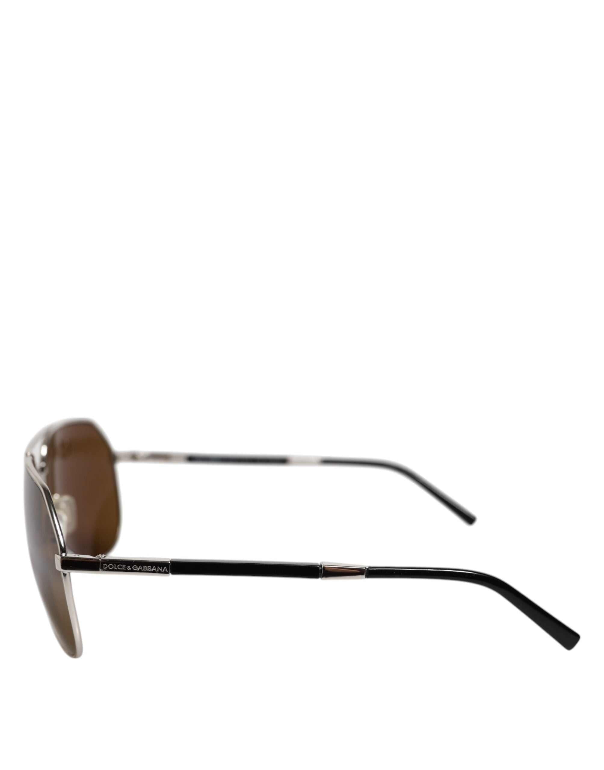 Gafas de sol Dolce &amp; Gabbana DG2073 Silver Steel Classic Pilot con lentes marrones