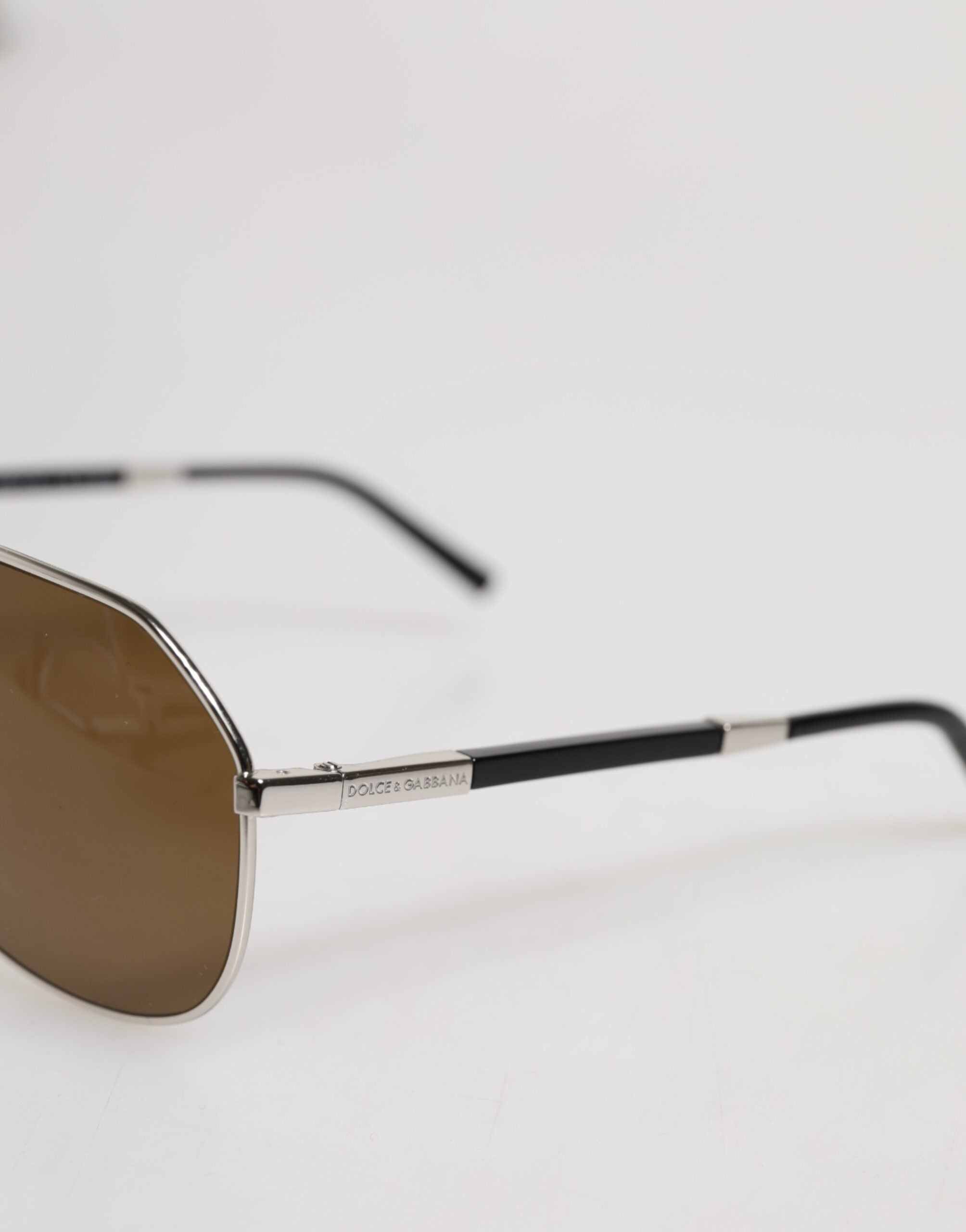 Gafas de sol Dolce &amp; Gabbana DG2073 Silver Steel Classic Pilot con lentes marrones