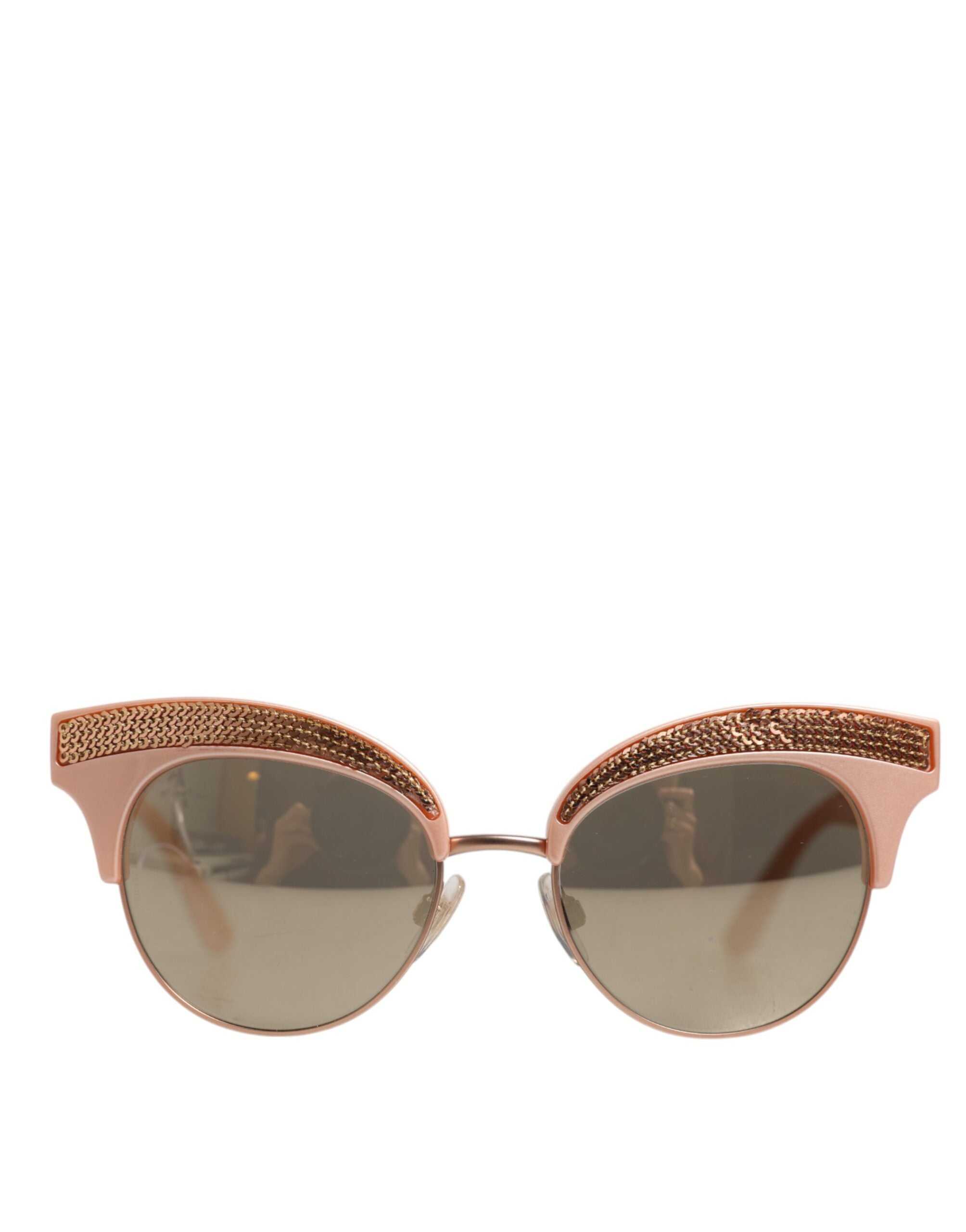 Gafas de sol Dolce &amp; Gabbana DG6109 de ojo de gato con lentejuelas y espejos dorados en rosa