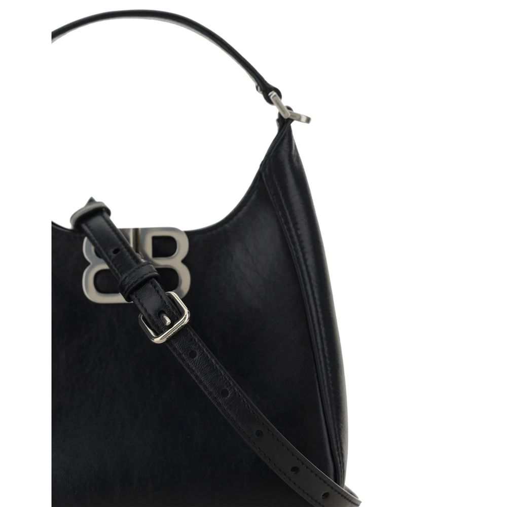 Bolsa de ombro Balenciaga em couro de cordeiro preto