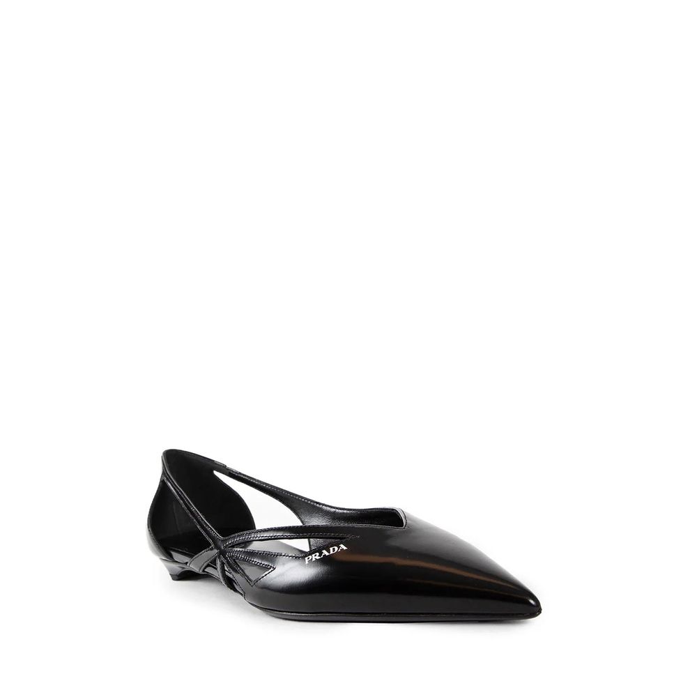 Prada Brushed Leather Cut-Out Ballerina Flats Prada