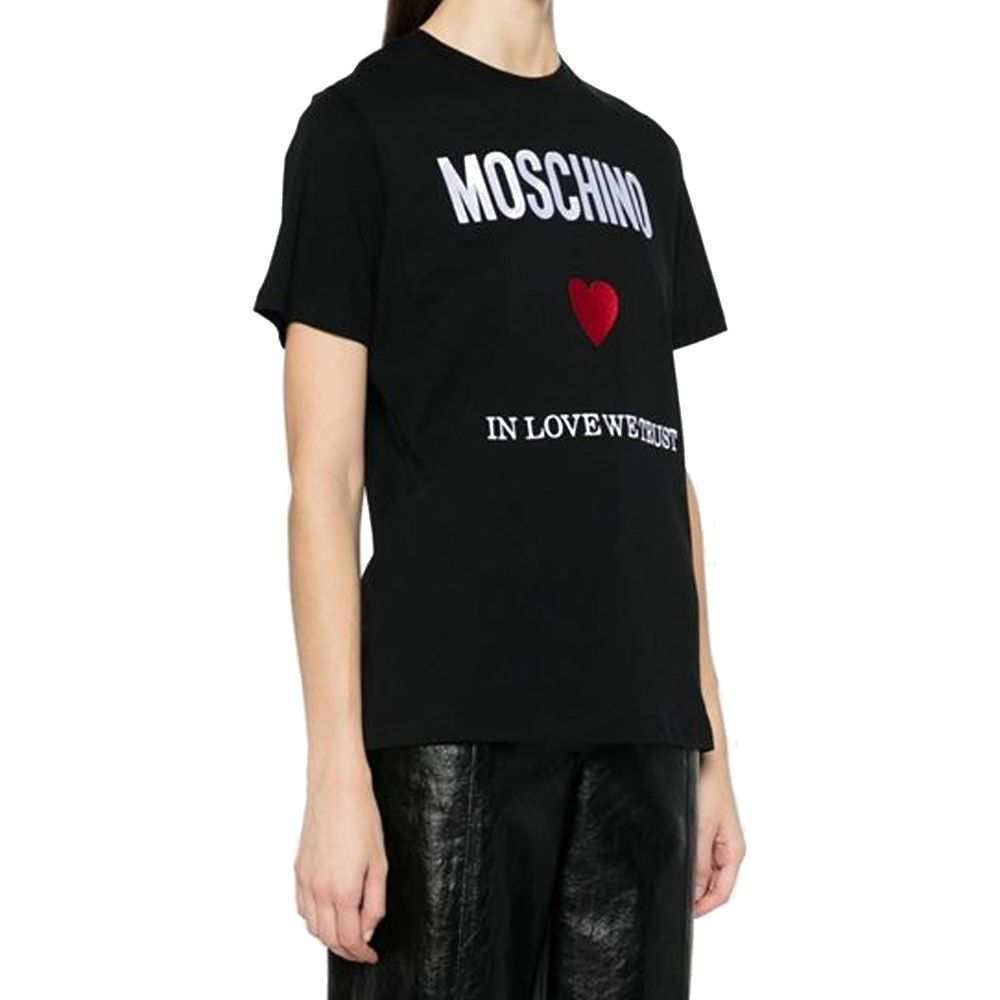 Camiseta preta de algodão Moschino Couture