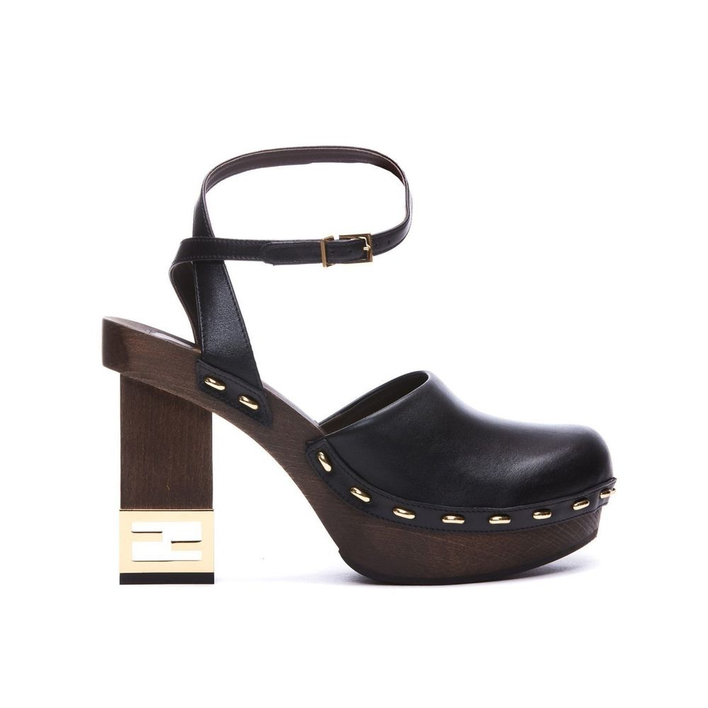 Fendi Decorative Heel Leather Pumps Fendi