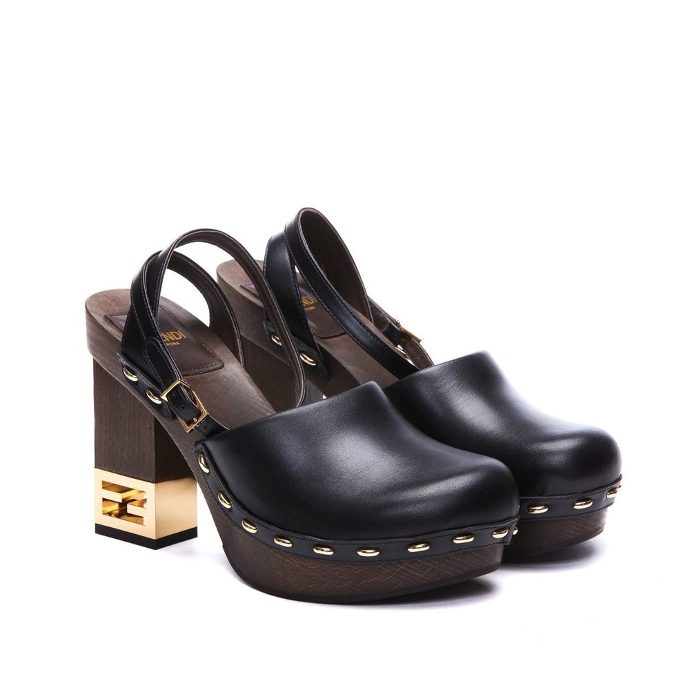 Fendi Decorative Heel Leather Pumps Fendi