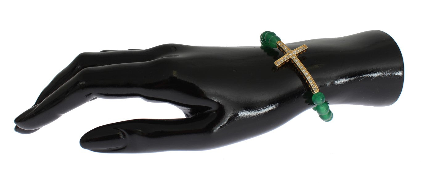 Nialaya Elegant Green Jade Bead & Gold Plated Bracelet Nialaya