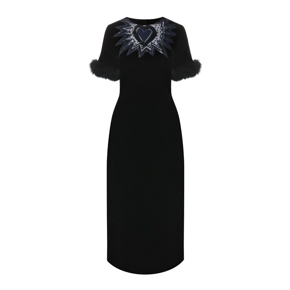 Fendi Fur Trim Velvet Midi Dress Fendi