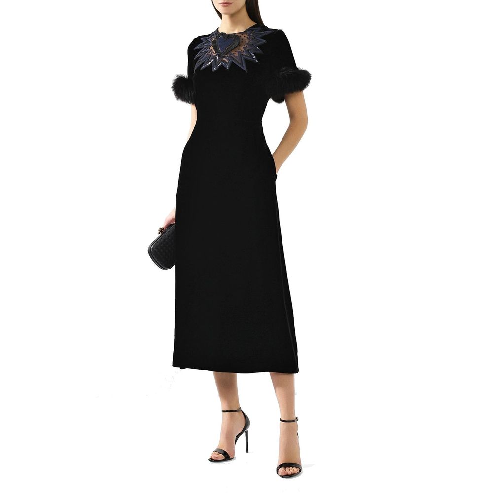 Fendi Fur Trim Velvet Midi Dress Fendi