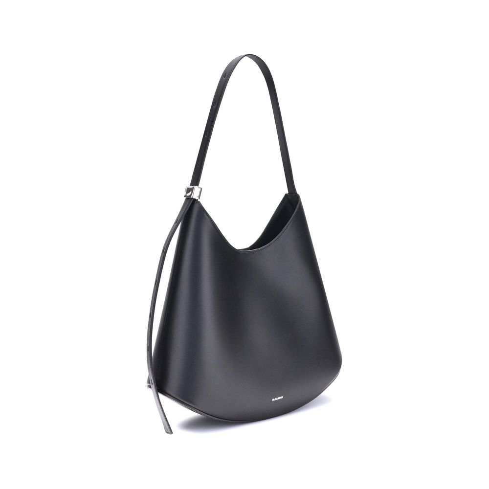 Bolsa de ombro Jil Sander Bos Taurus em couro de bezerro preto