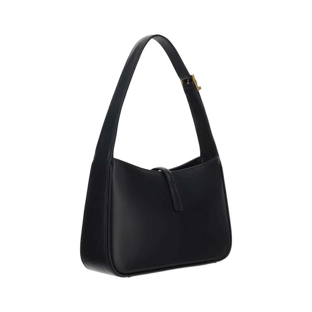 Bolso de hombro Bos Taurus de piel de becerro negra de Saint Laurent