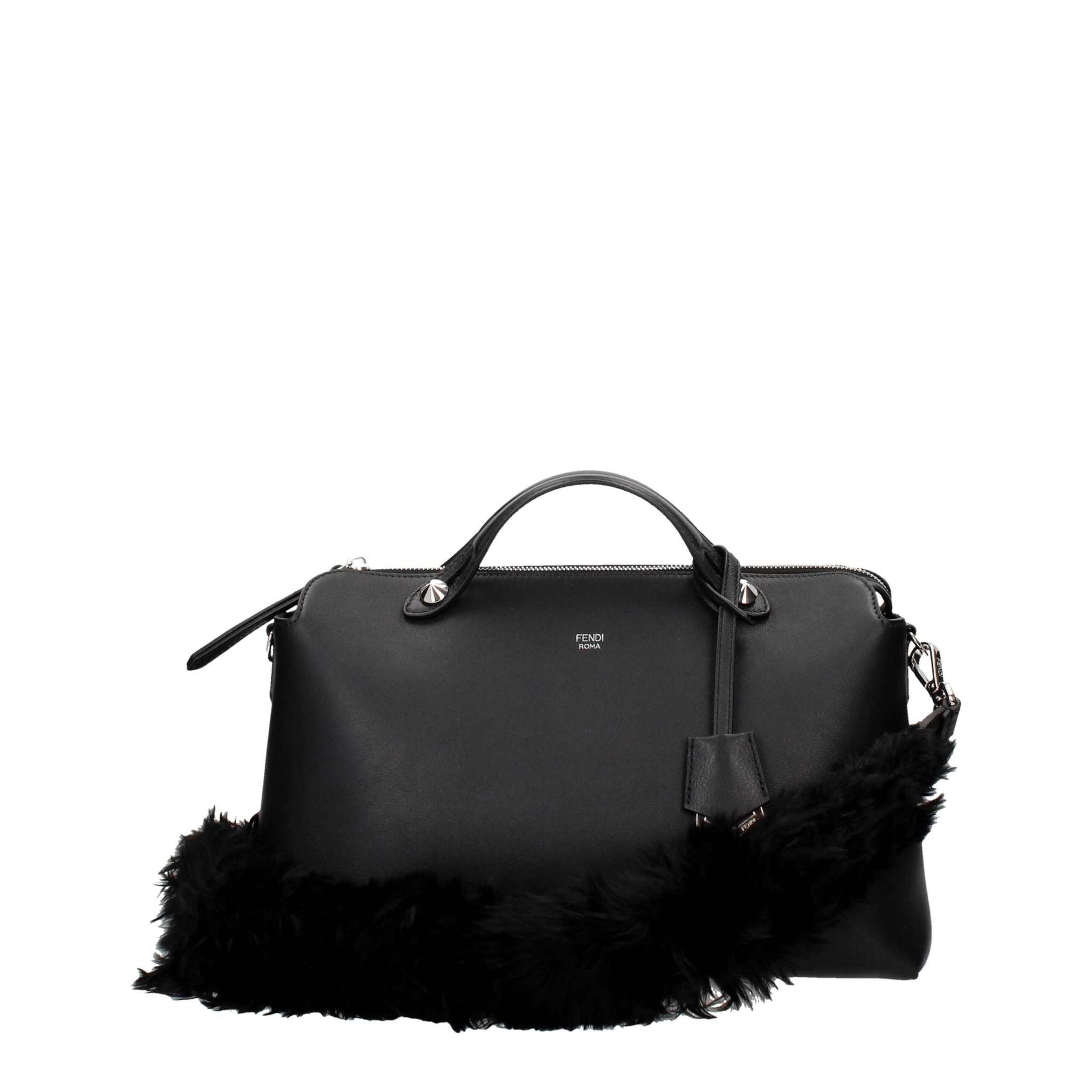 Bolsa de ombro Fendi em couro preto
