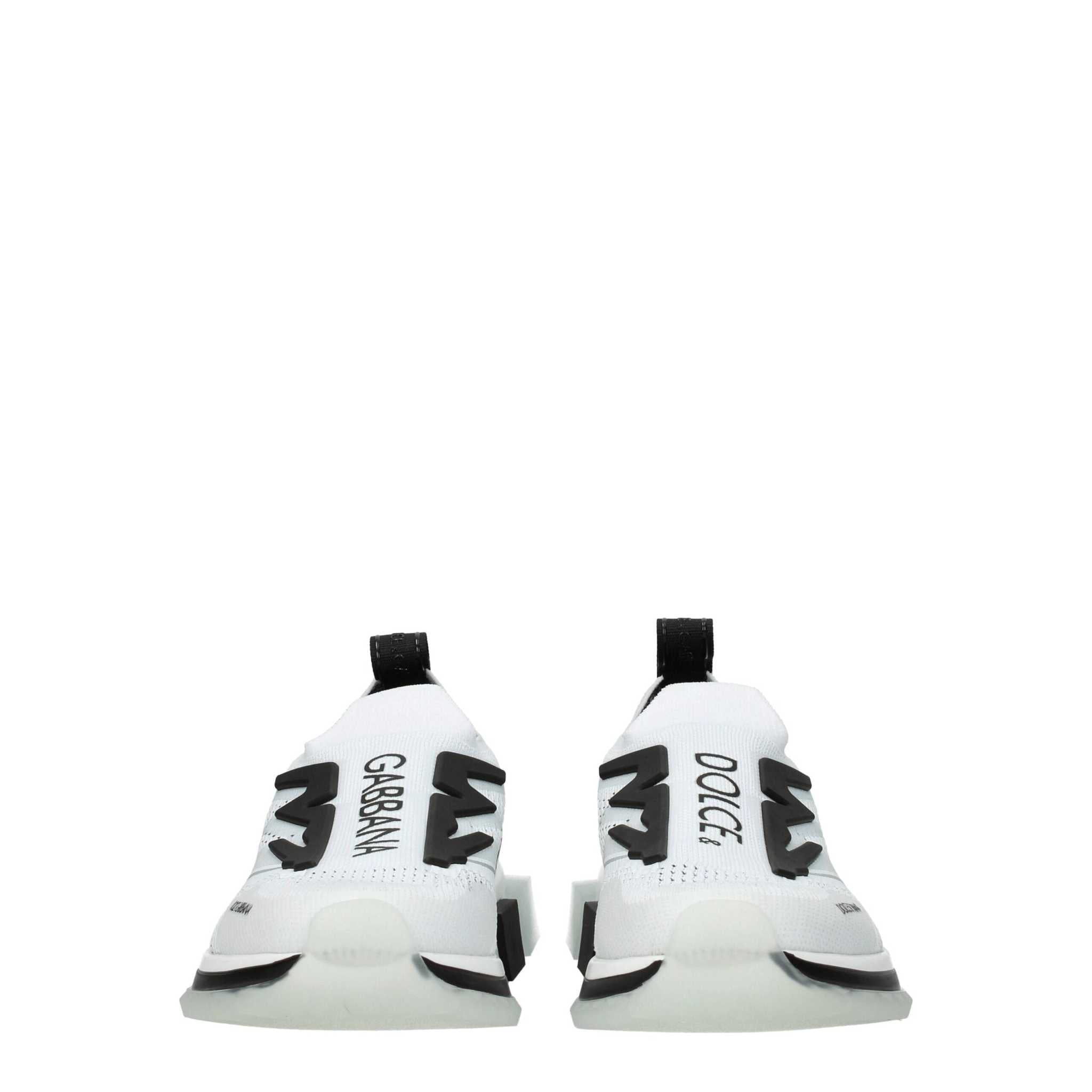 Dolce & Gabbana White Fabric Athletic Sneakers