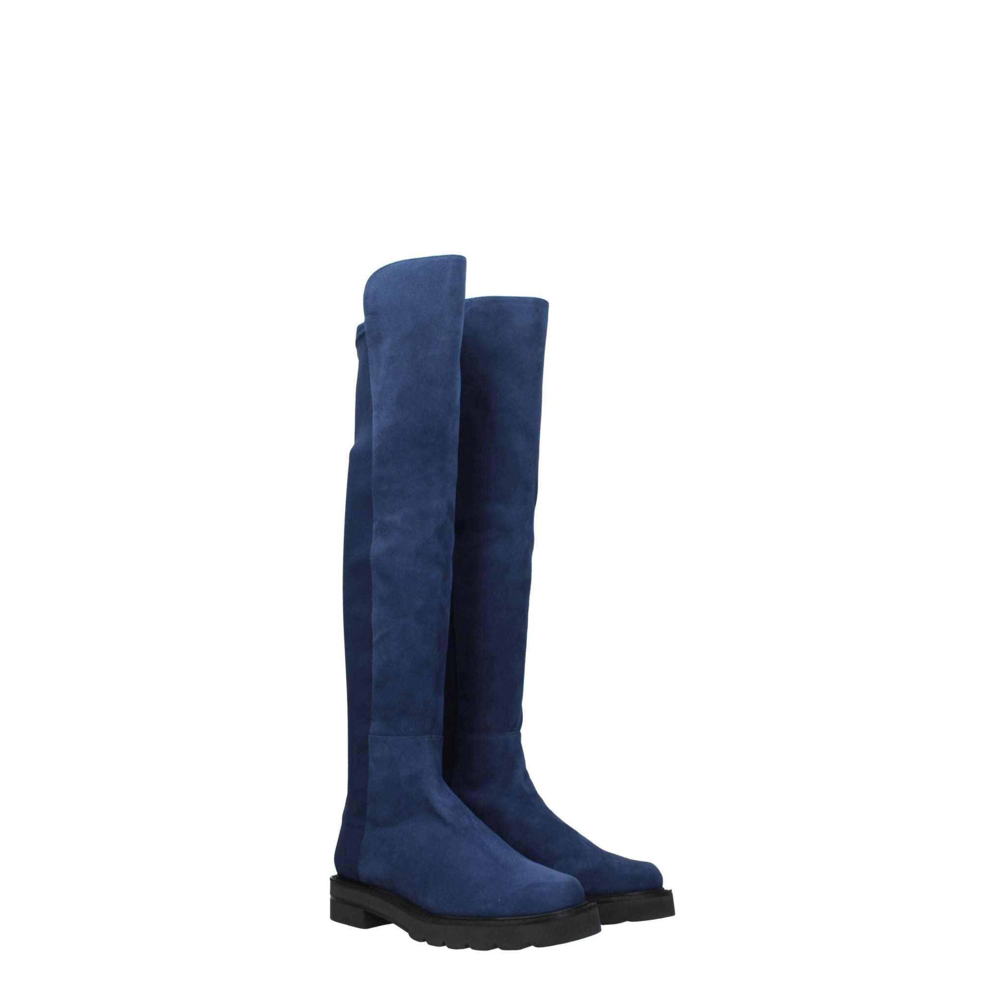 Botas altas de piel azul Stuart Weitzman