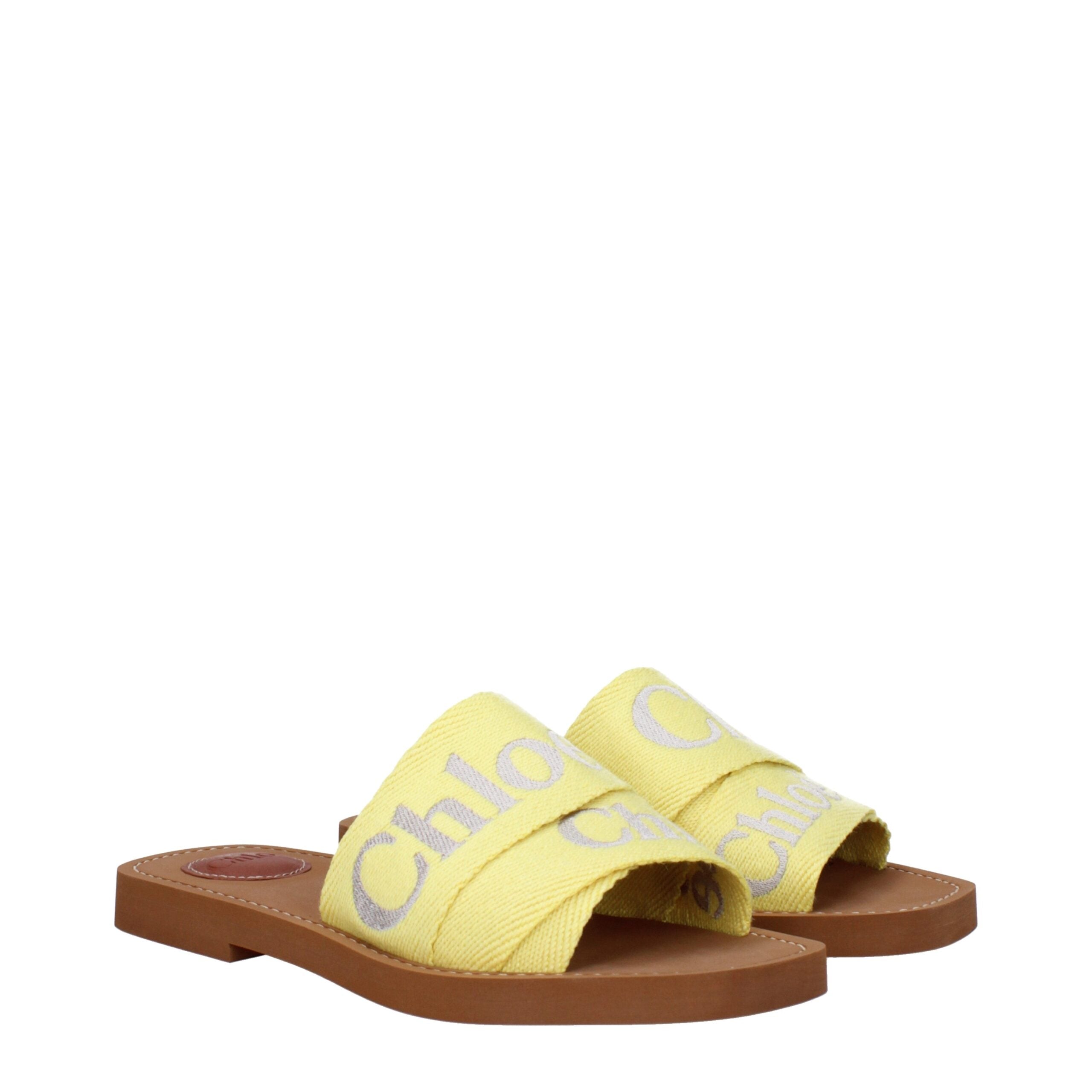 Chloé Yellow Fabric Slipper Chloé