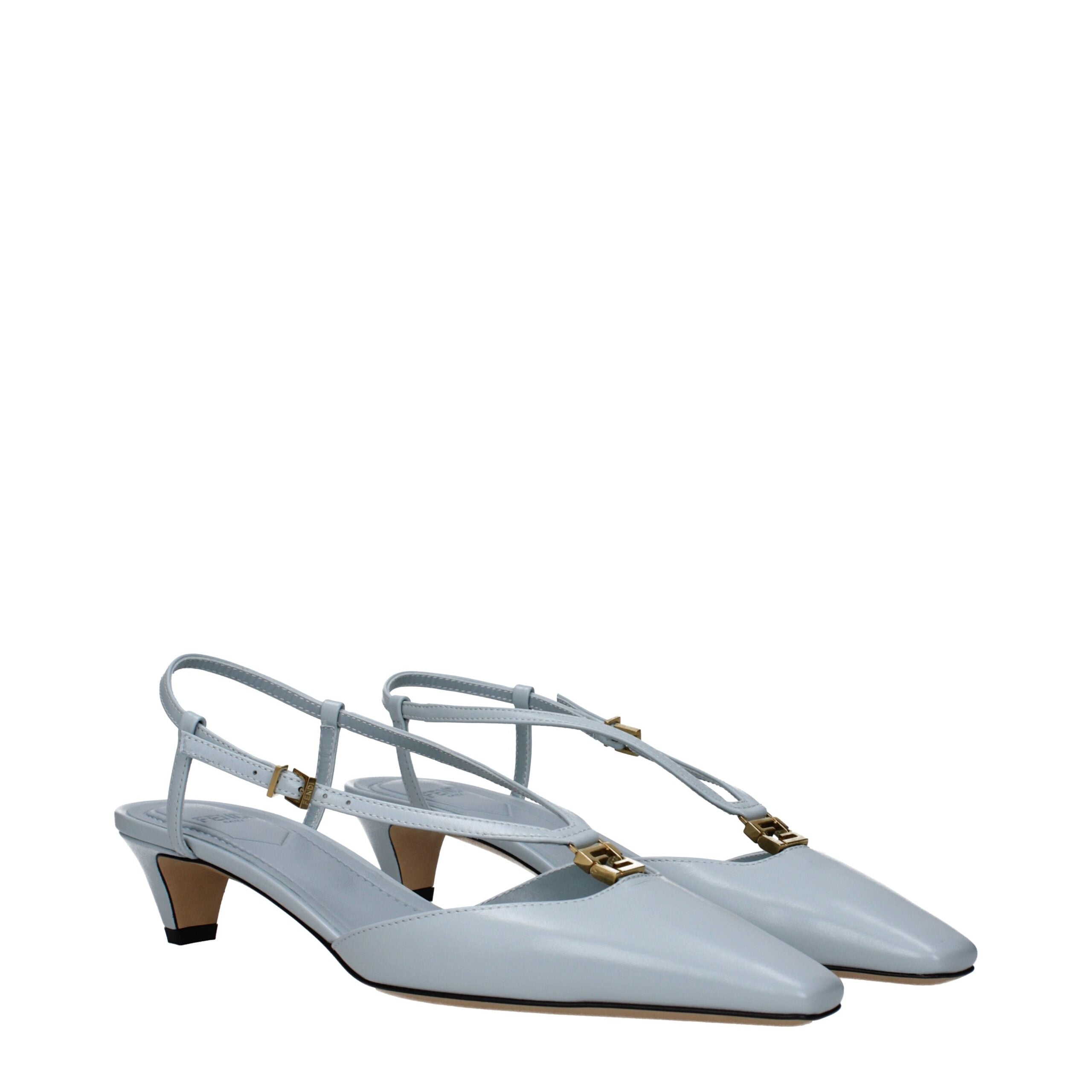 Fendi Light Blue Leather Sandal - MaraFormigone