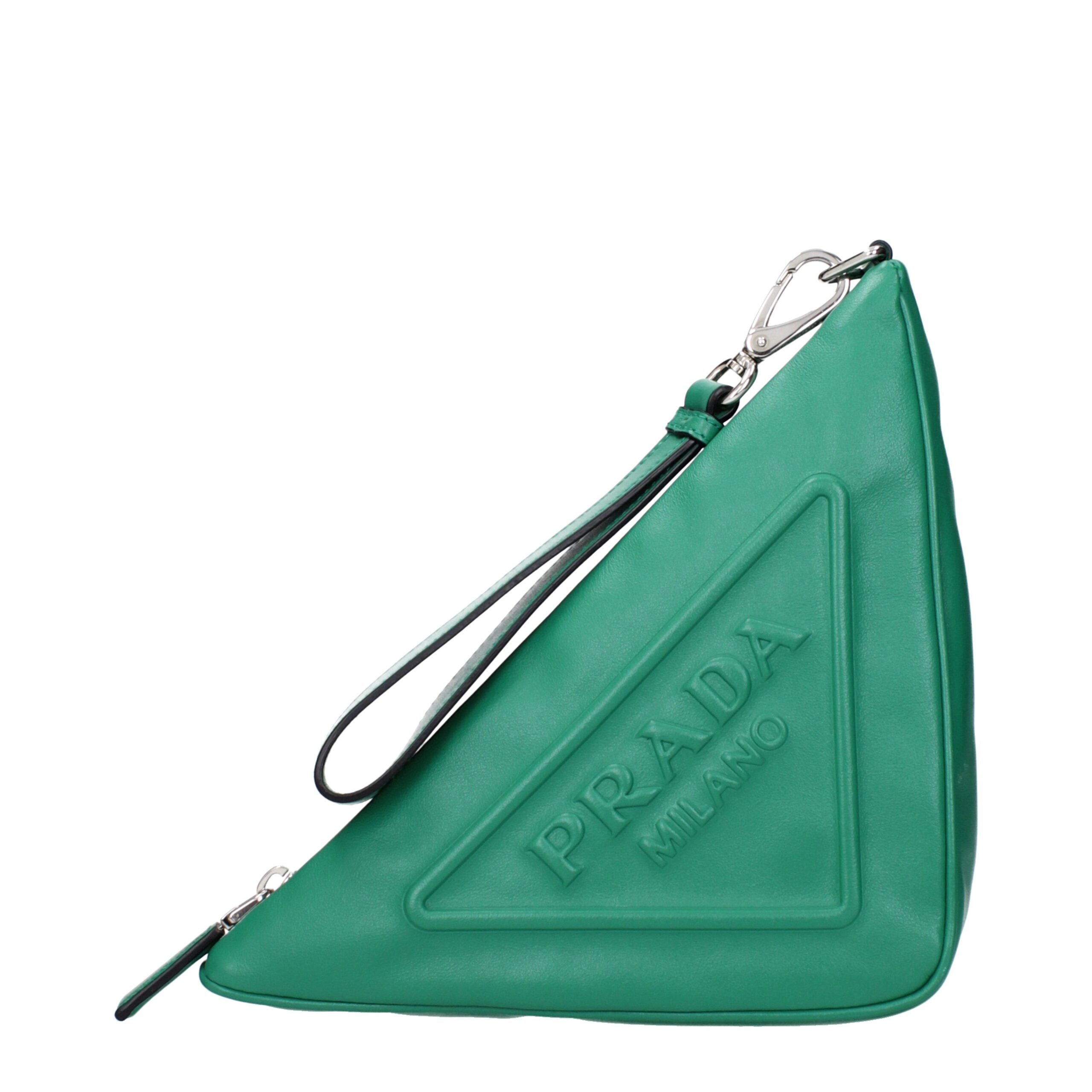 Prada Green Leather Clutch Bag Prada