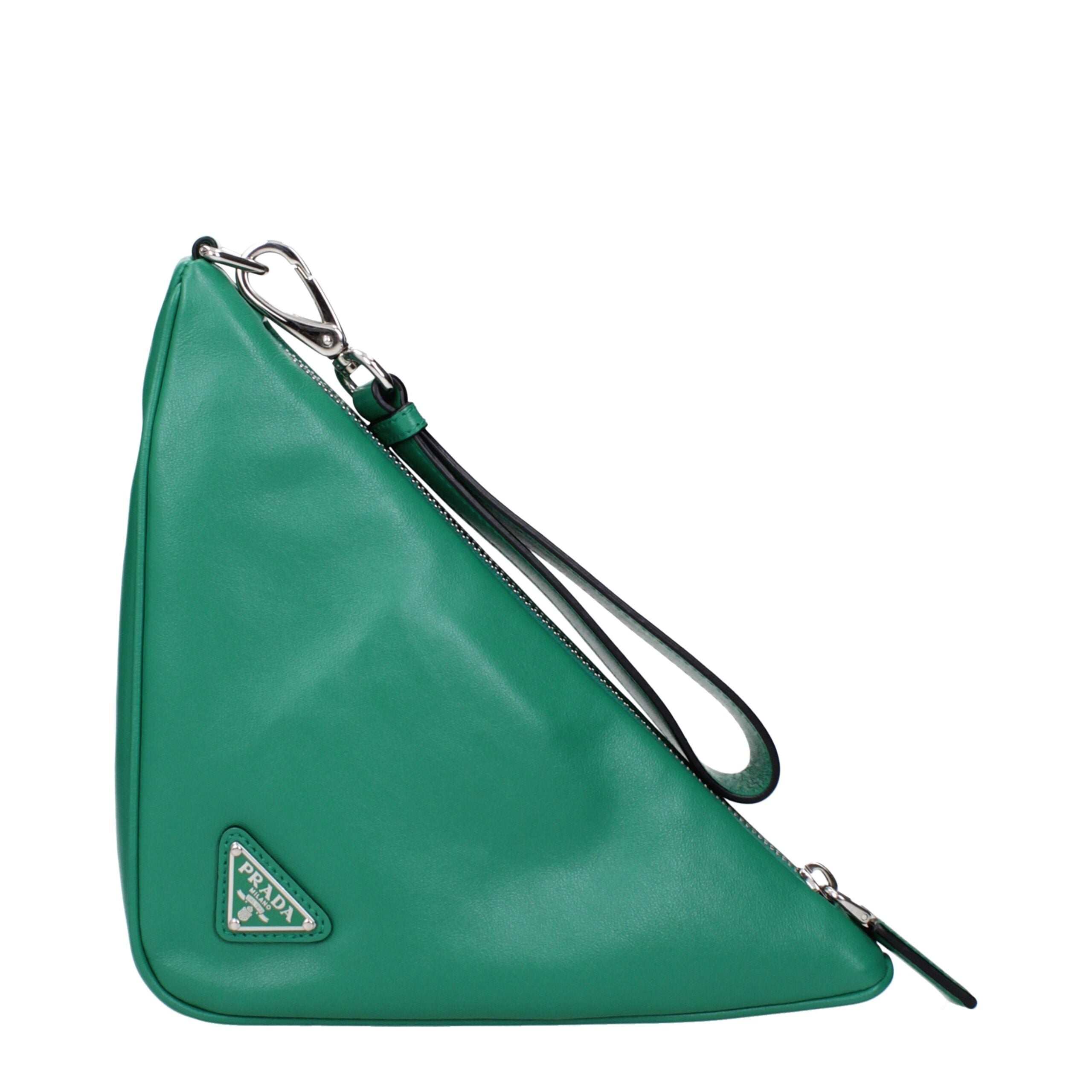 Prada Green Leather Clutch Bag Prada