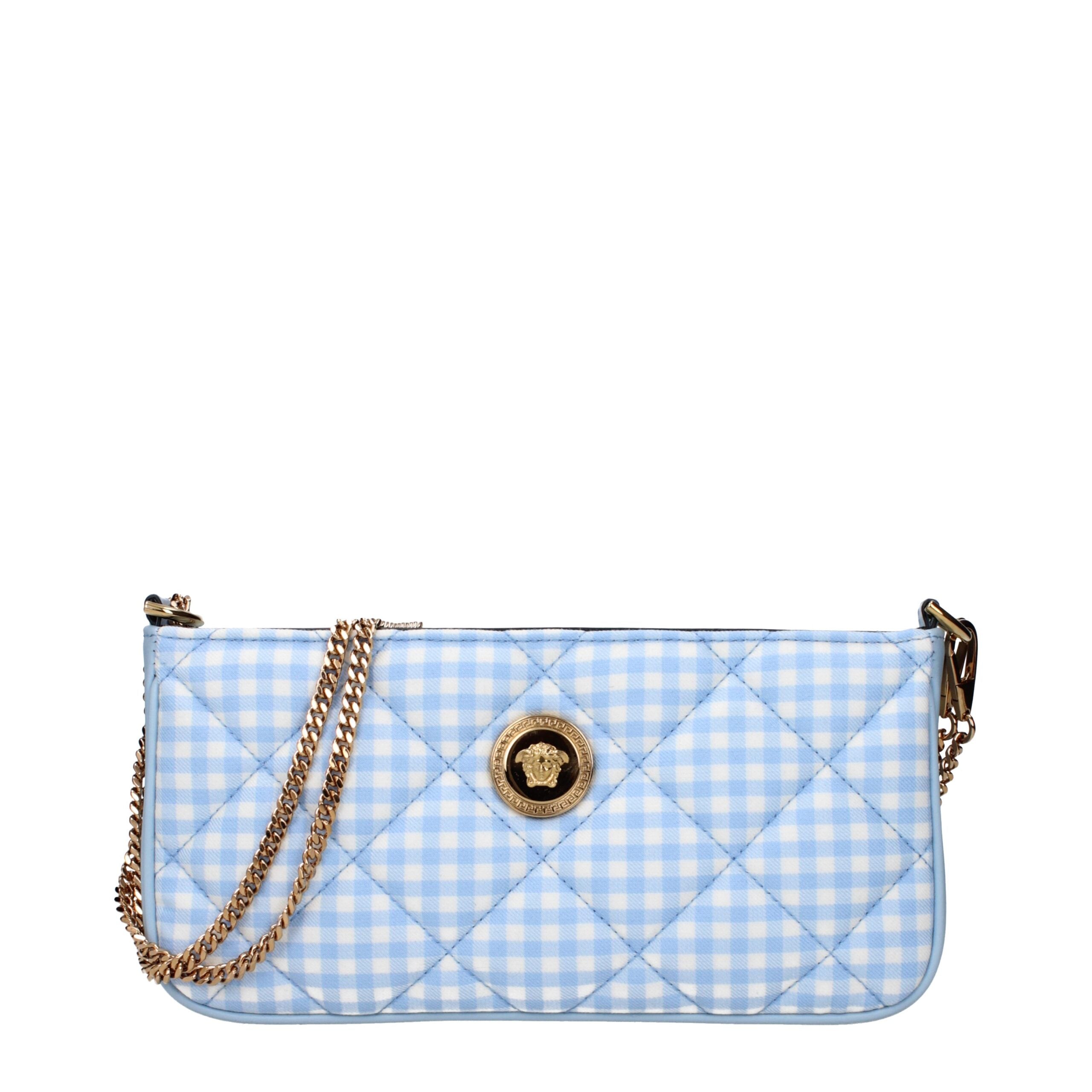 Versace Light Blue Fabric Shoulder Bag Versace