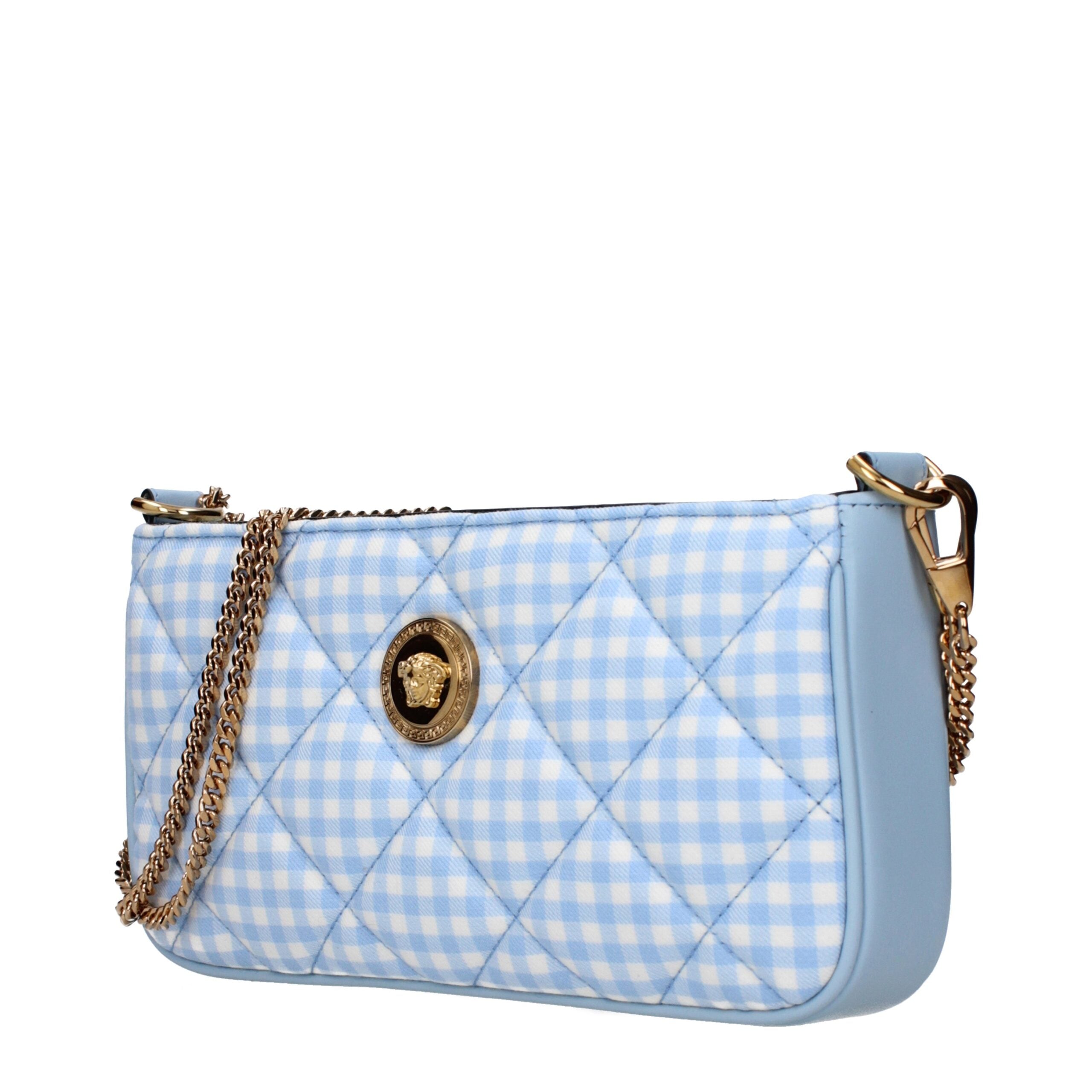 Versace Light Blue Fabric Shoulder Bag Versace