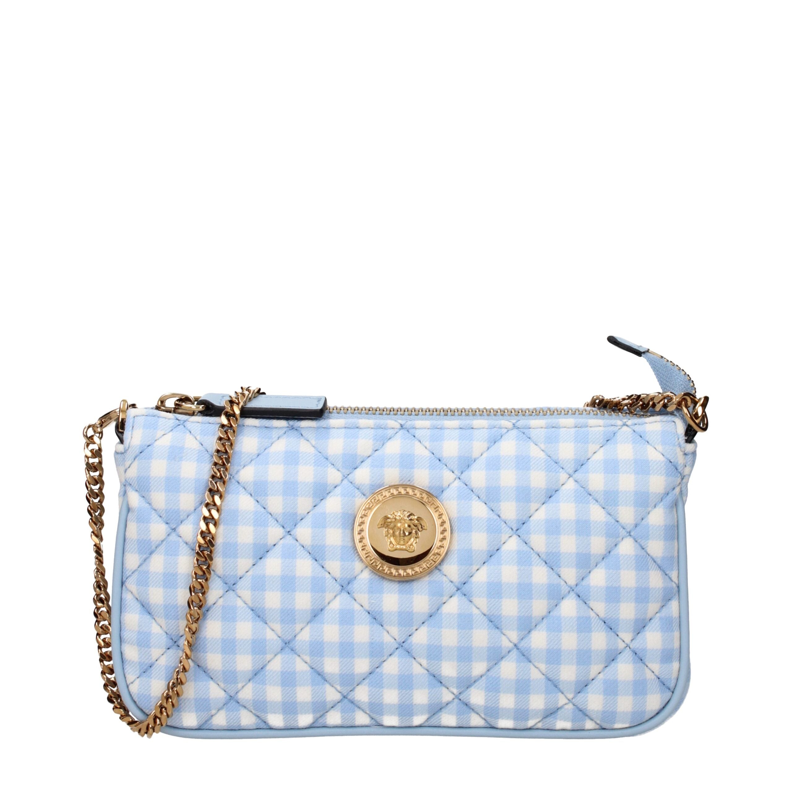Versace Light Blue Fabric Handbag Versace