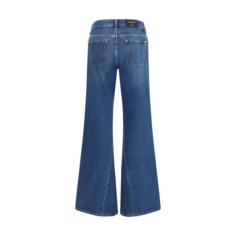 7FOR Blue Cotton Flared Jeans