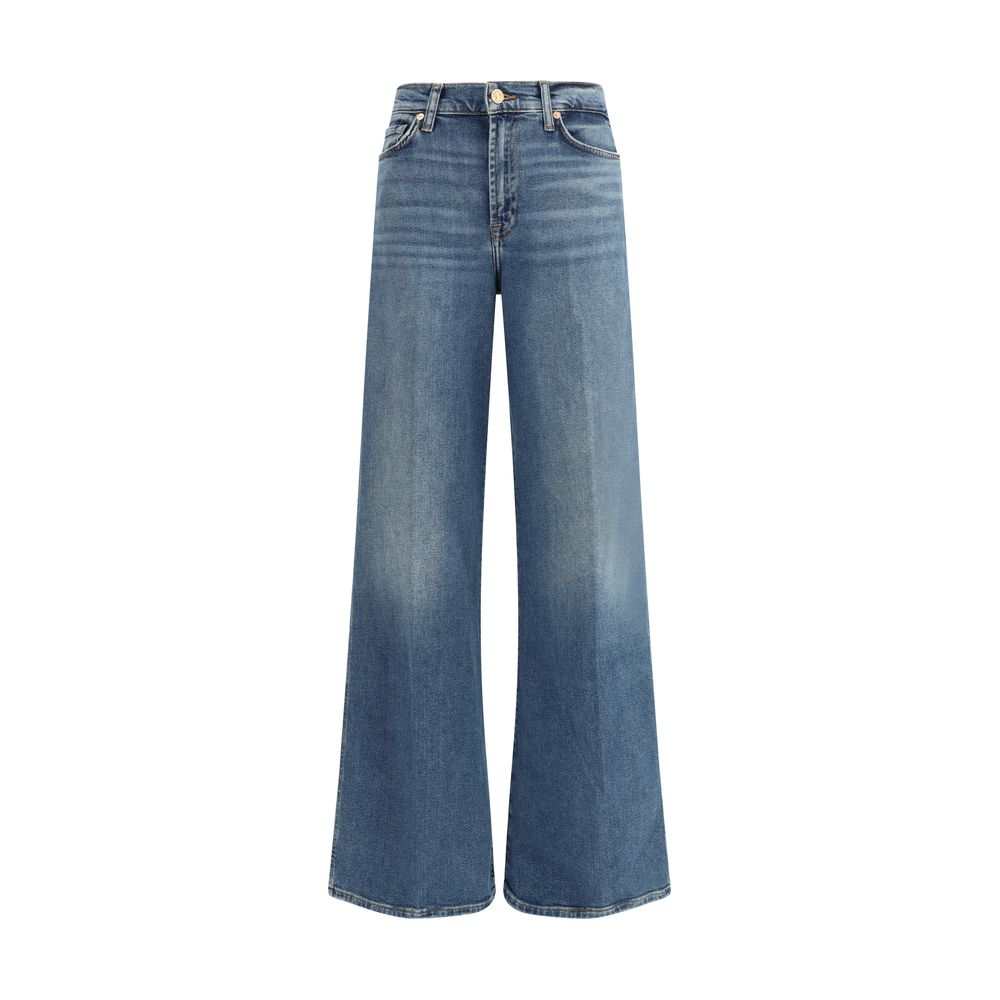 7FOR Blue Cotton Flared Jeans