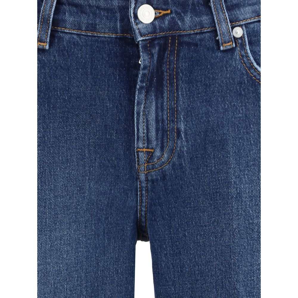 7FOR Blue Cotton Straight-Leg Jeans