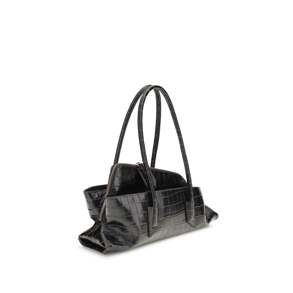 Bolso de hombro Bos Taurus de piel de becerro negra de Attico