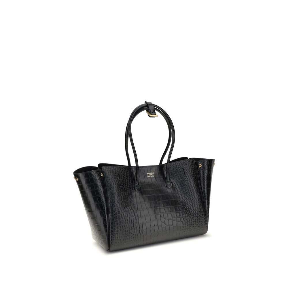 Bolsa de ombro Balenciaga Bos Taurus em couro de bezerro preto