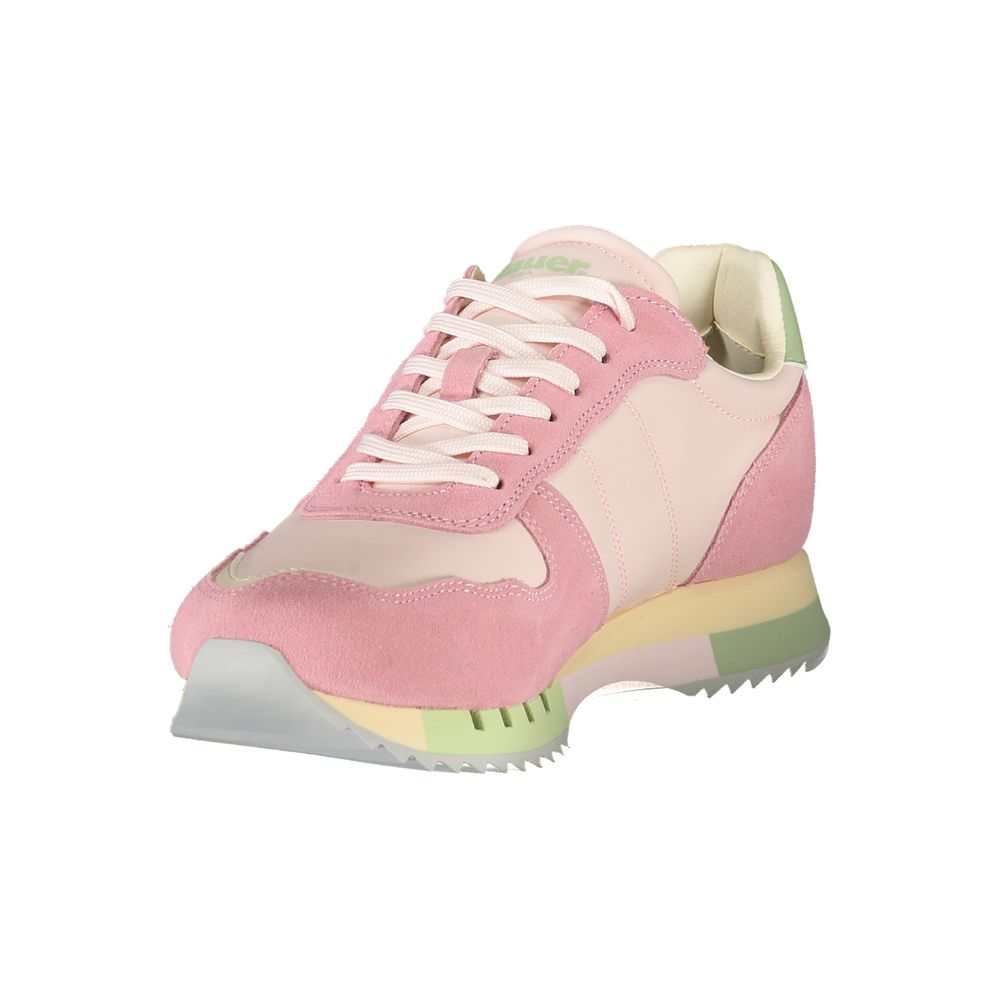 Zapatillas deportivas de piel rosa azul para mujer