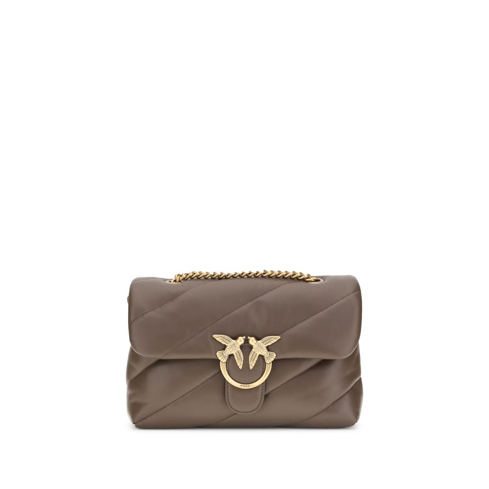 Bolsa de ombro PINKO Bos Taurus em couro de bezerro marrom