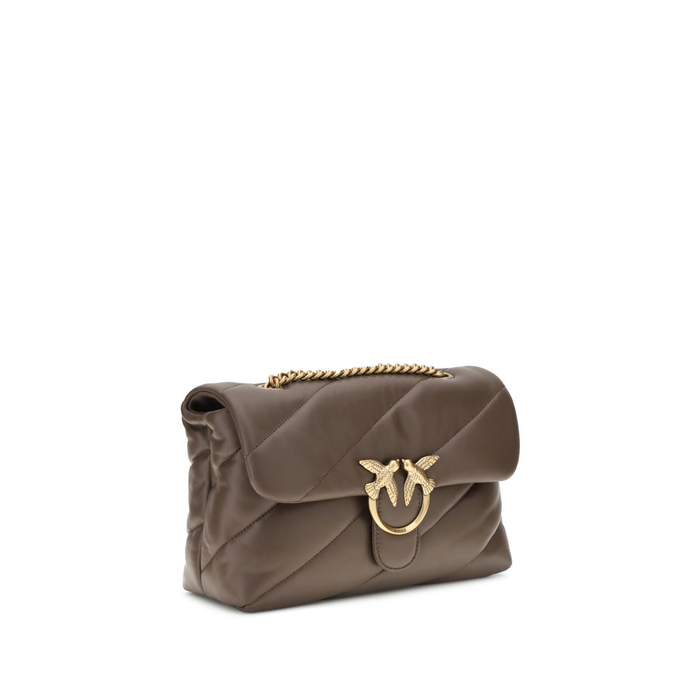 Bolsa de ombro PINKO Bos Taurus em couro de bezerro marrom