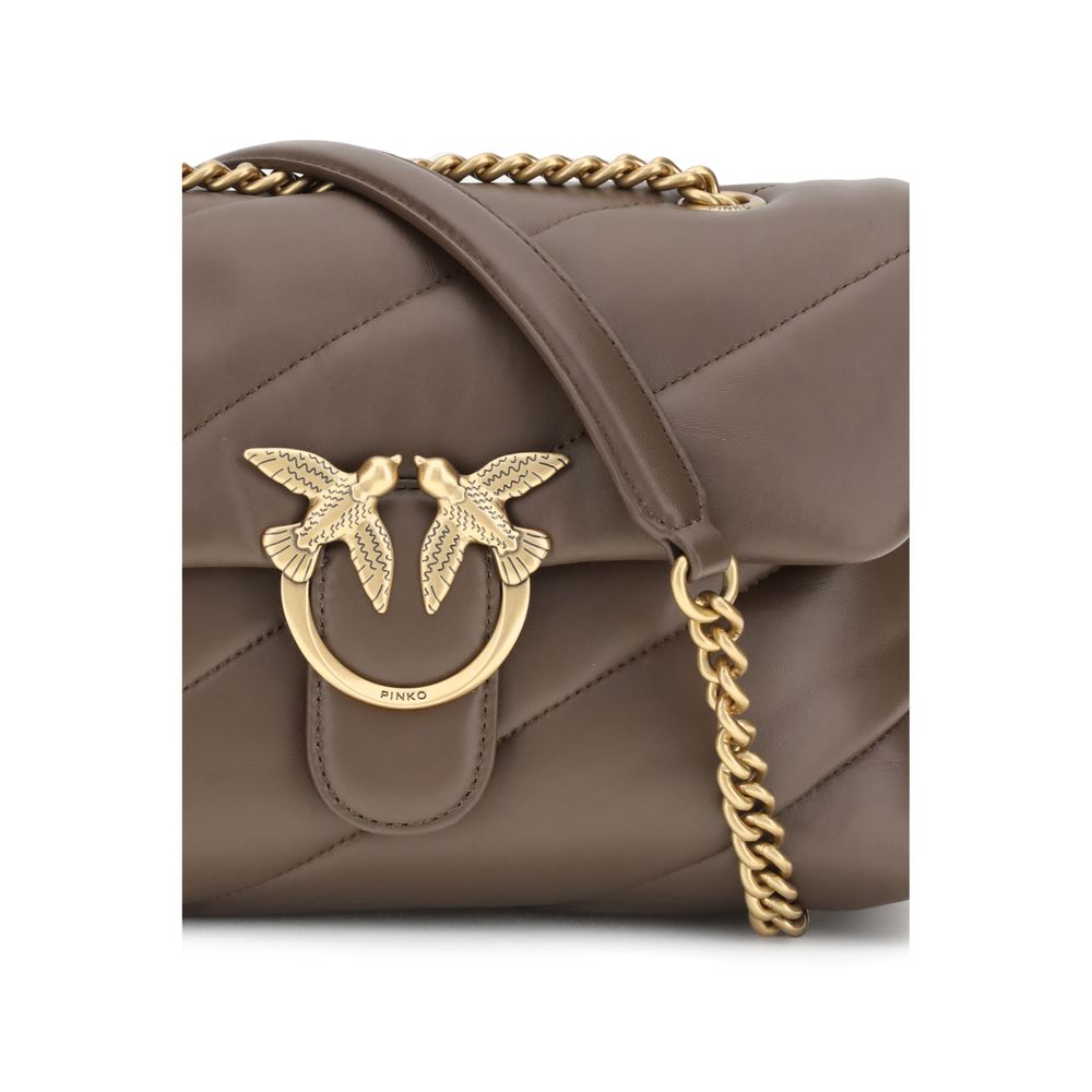 Bolsa de ombro PINKO Bos Taurus em couro de bezerro marrom