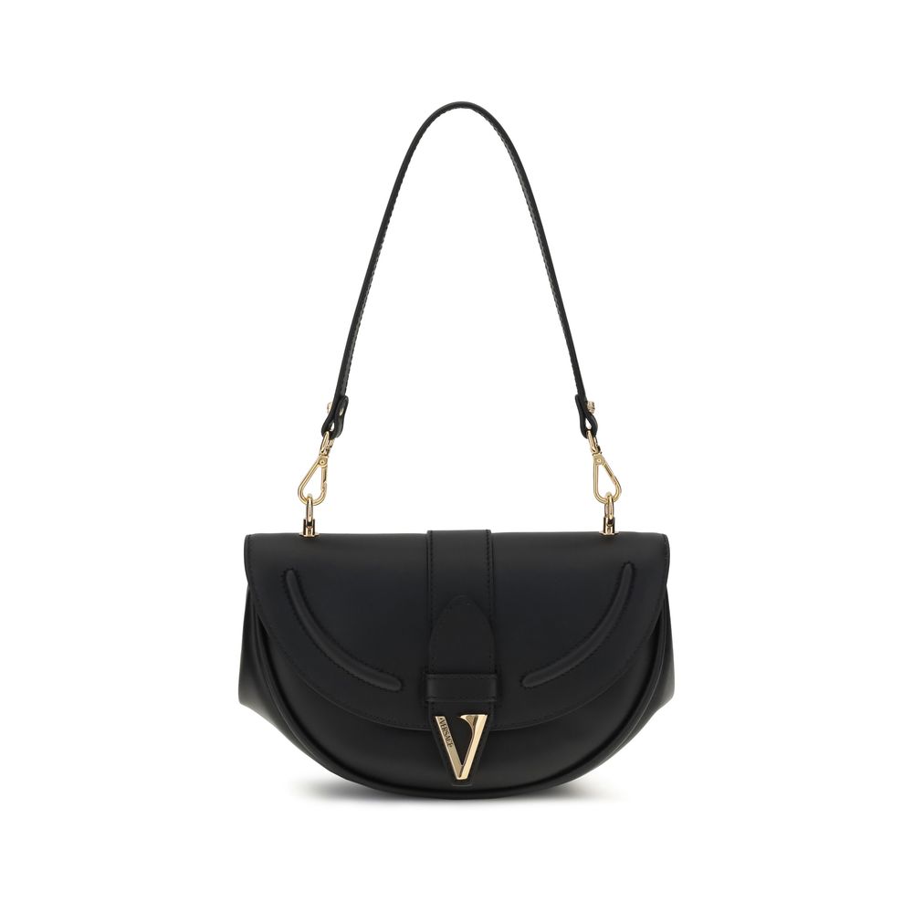 Bolsa de ombro Versace Bos Taurus em couro de bezerro preto