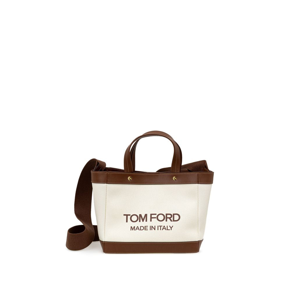 Bolso tote de algodón beige de Tom Ford
