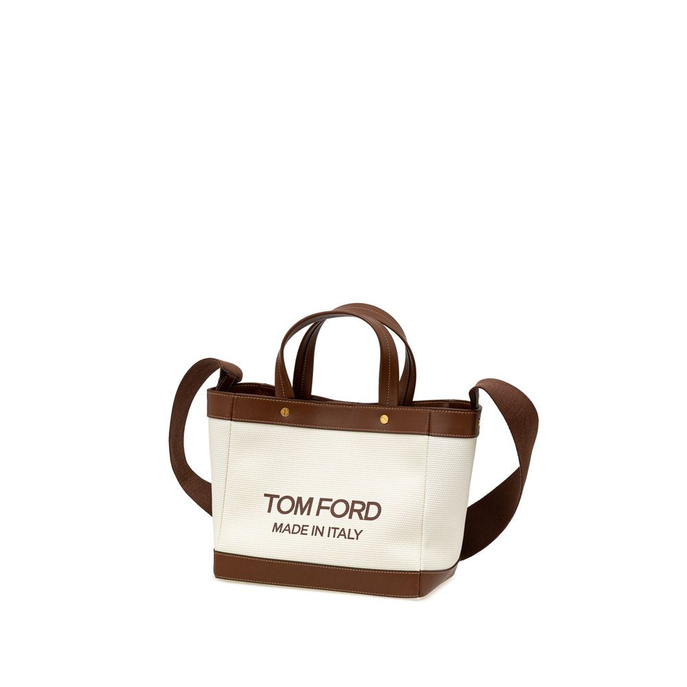 Bolso tote de algodón beige de Tom Ford