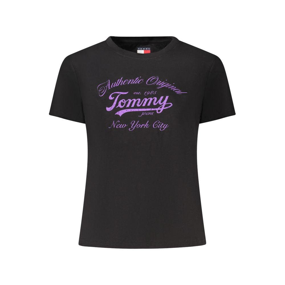 Camiseta de algodón negra para mujer de Tommy Hilfiger
