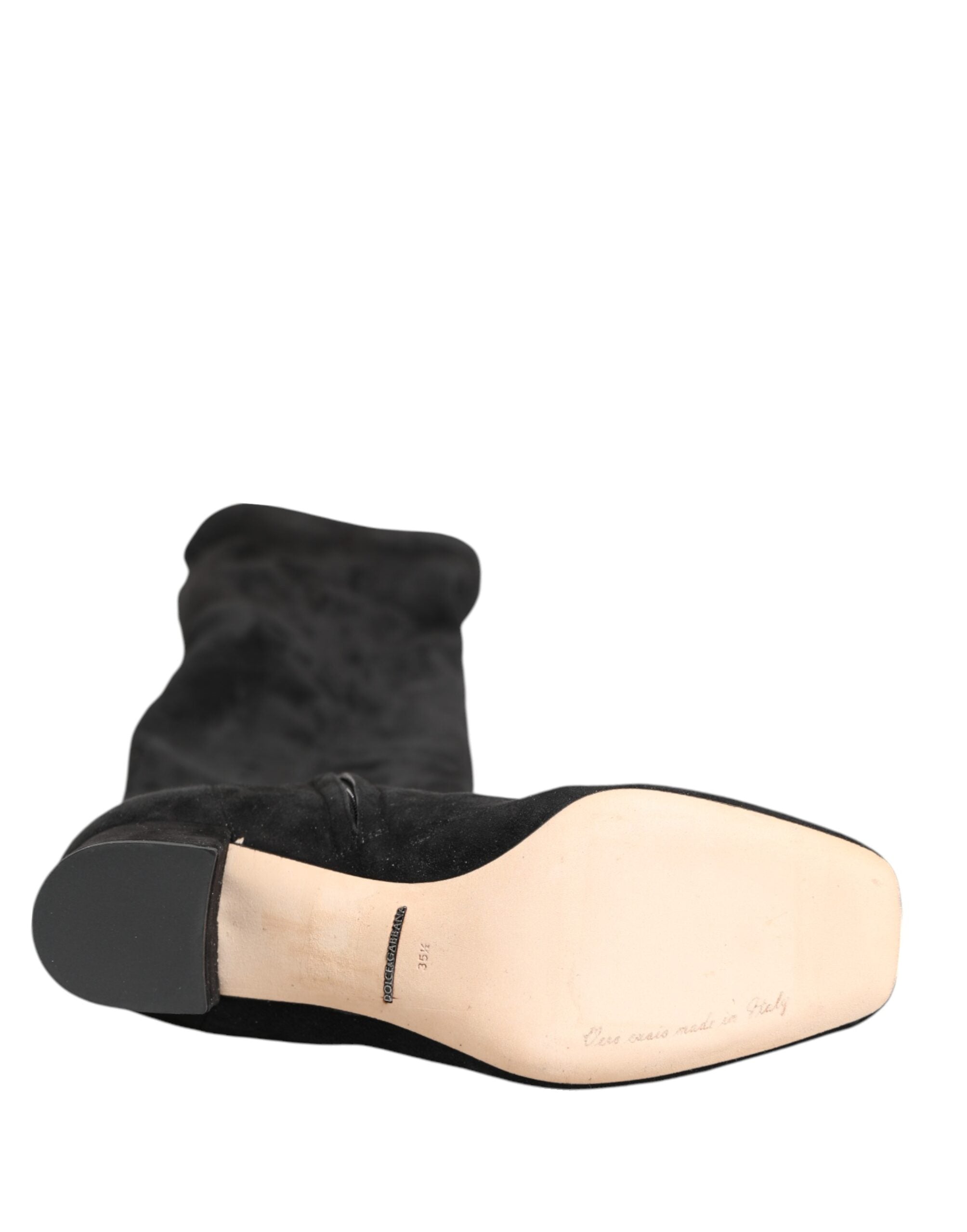 Botas altas hasta la rodilla de piel de ante negra de Dolce &amp; Gabbana