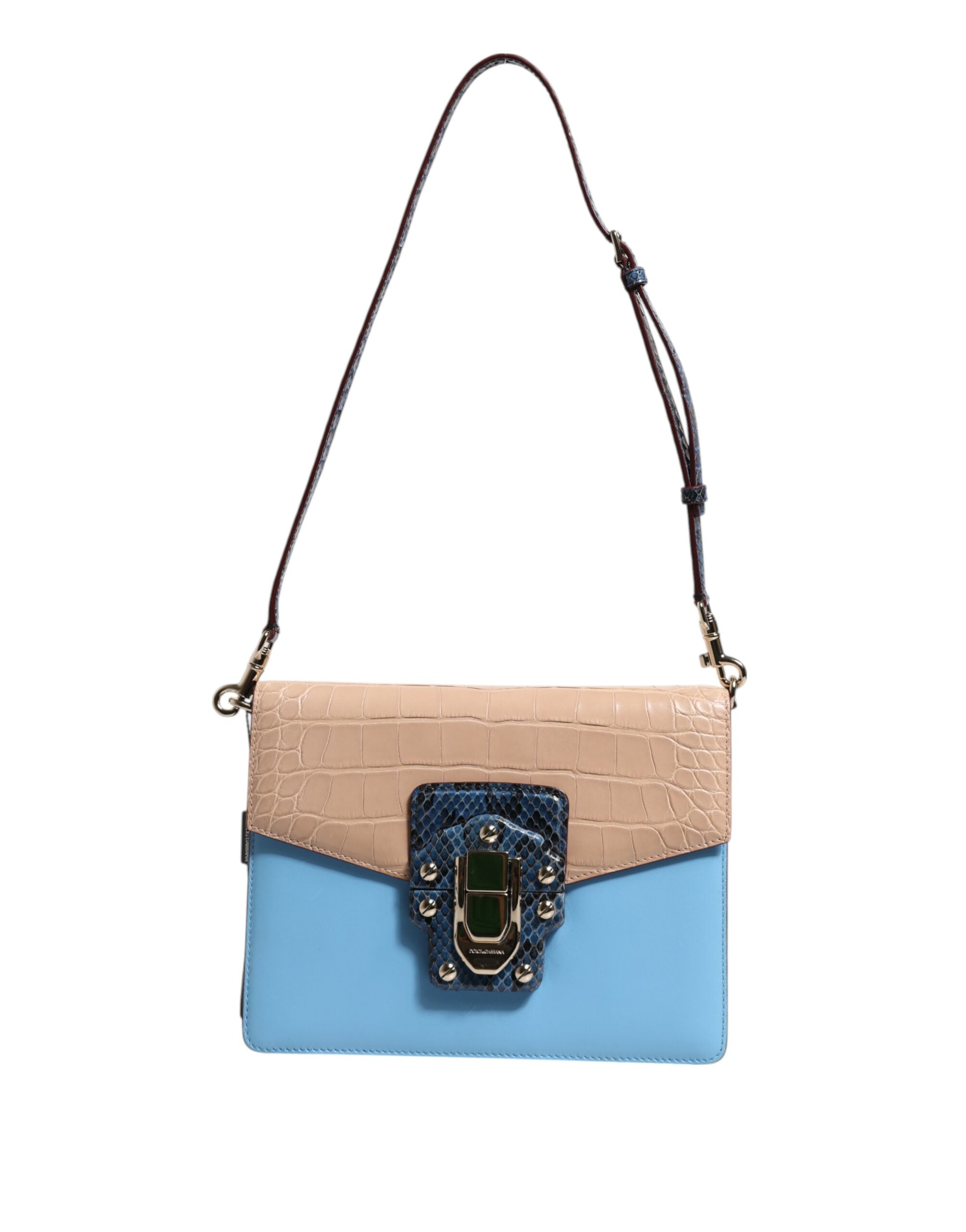 Bolso bandolera LUCIA de Dolce &amp; Gabbana en piel exótica azul y beige