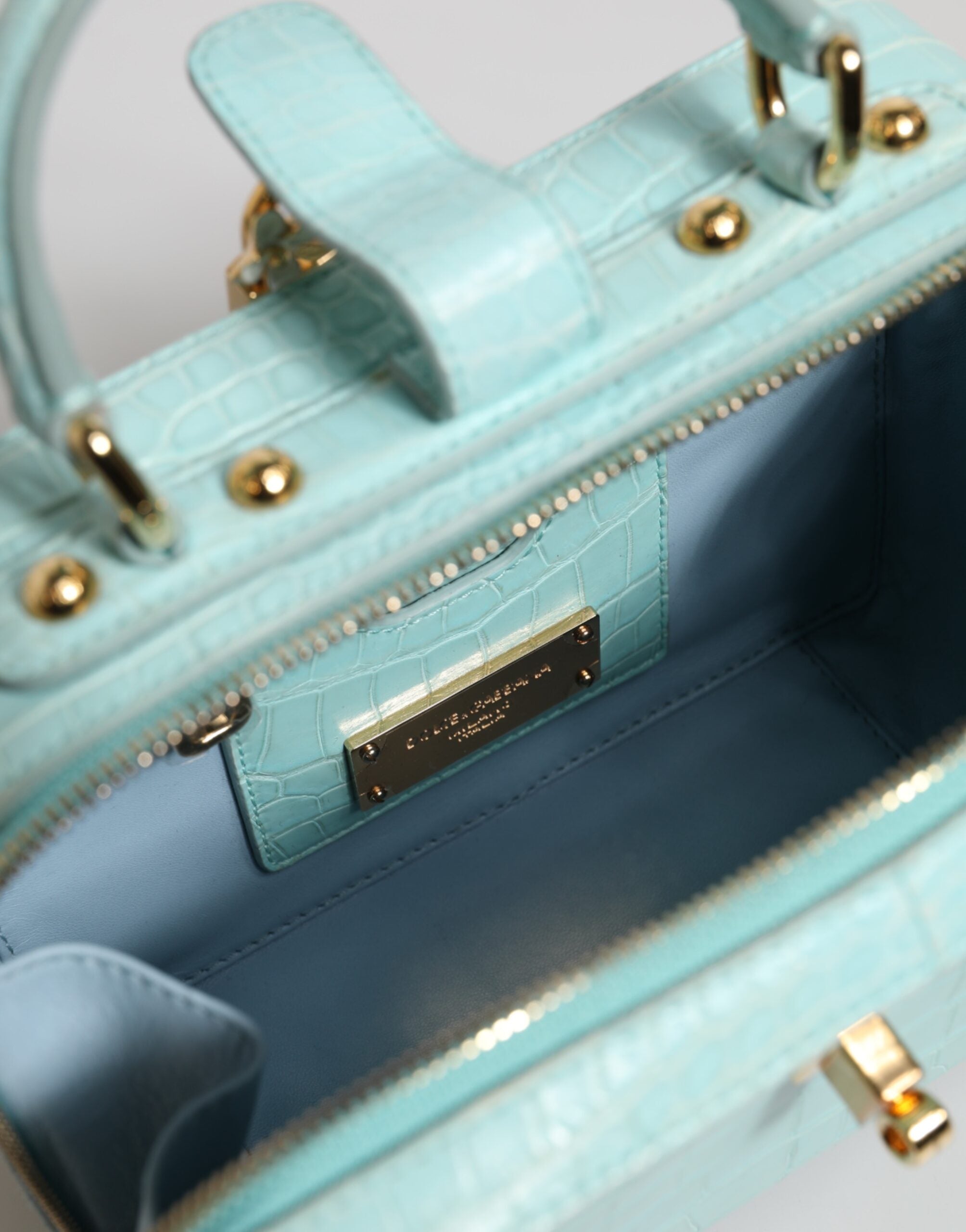 Bolsa de ombro Dolce &amp; Gabbana verde menta em couro texturizado com cadeado