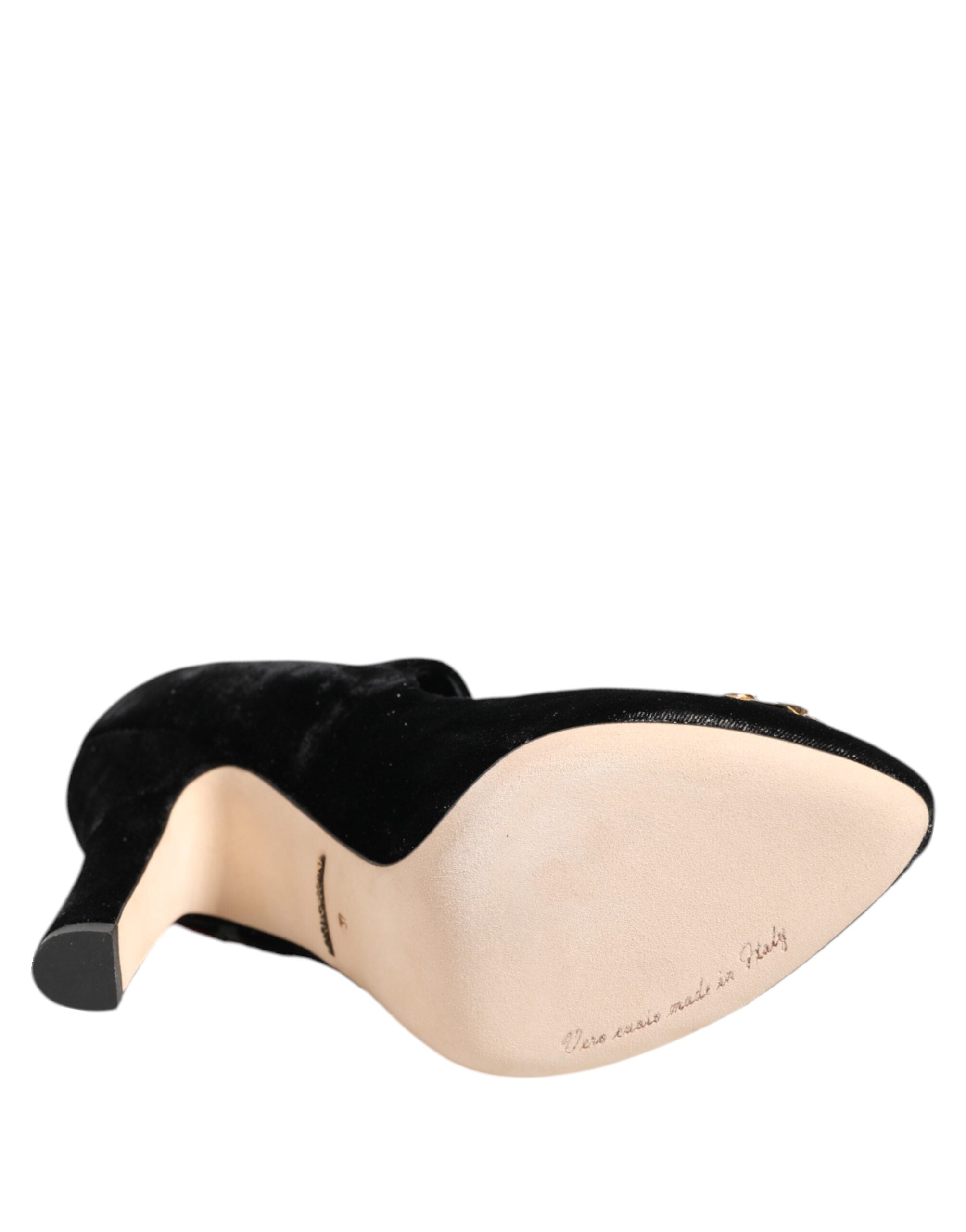 Zapatos Mary Jane con broche de cristal y rosas negras de Dolce &amp; Gabbana