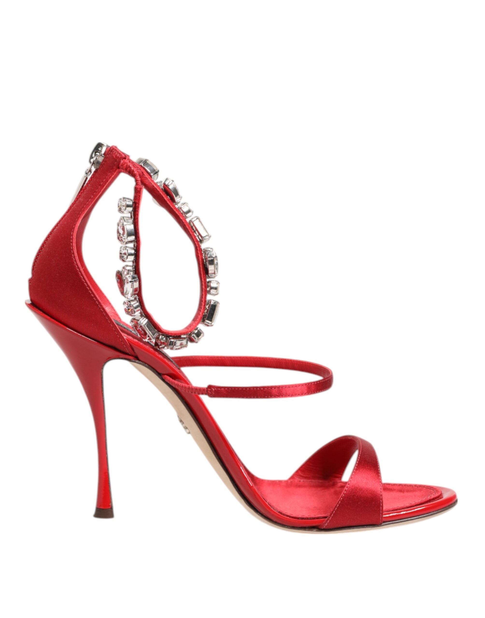 Sandalias de tacón Dolce &amp; Gabbana Keira de satén rojo con cristales