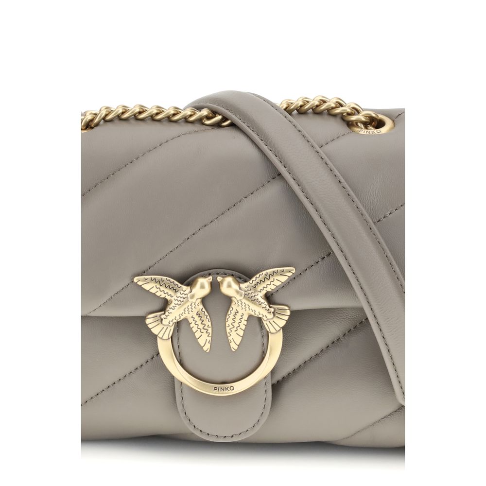 PINKO Gray Calf Leather Bos Taurus Shoulder Bag