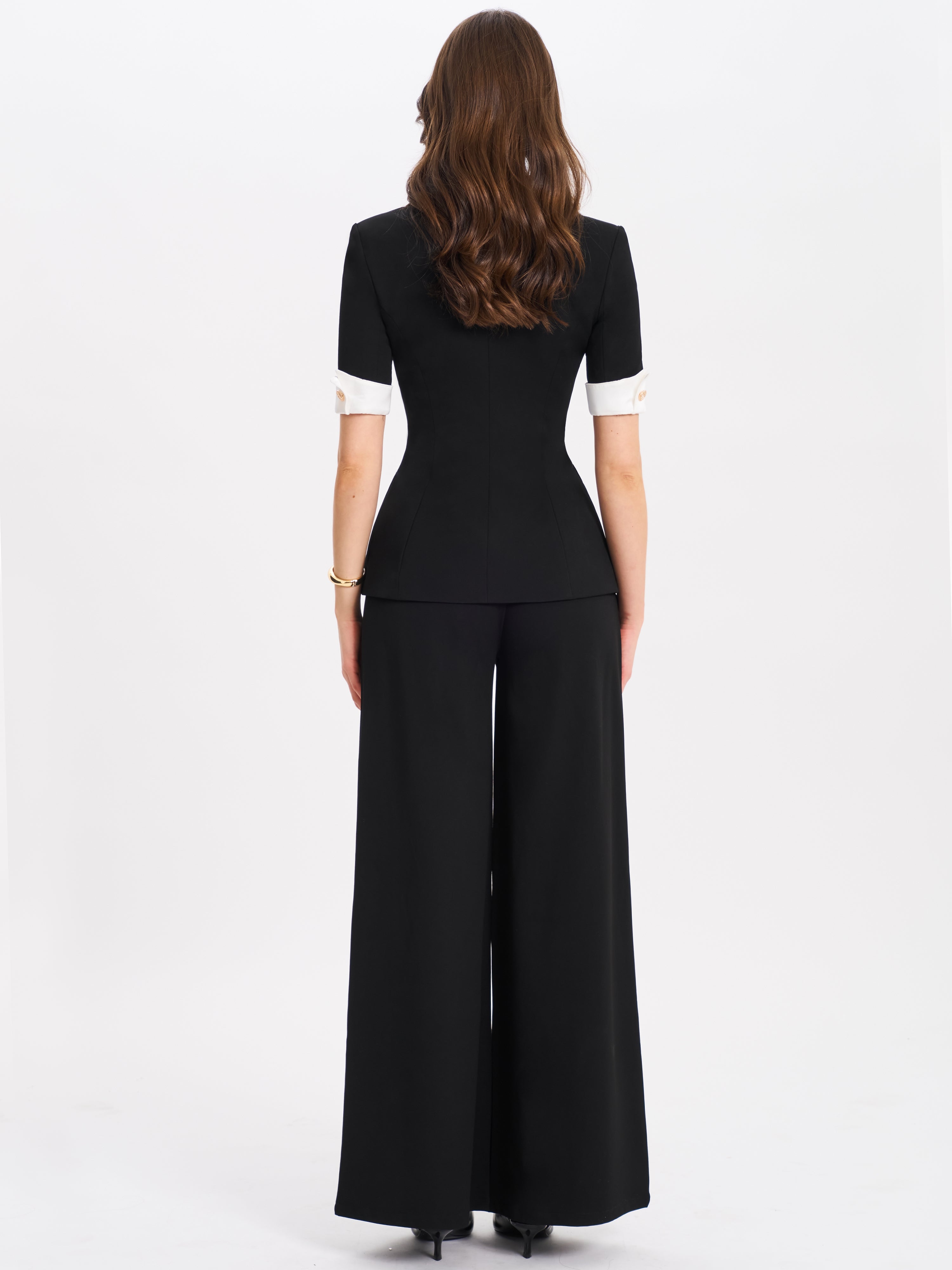 Aleeza Black Wide Leg Suit Pants