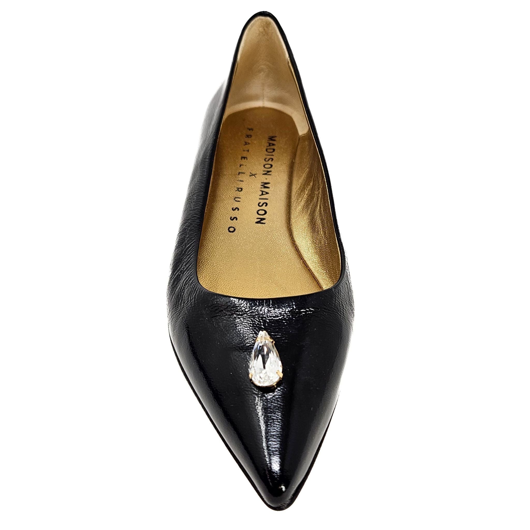 Maira Black Pointy Ballet With Jewel