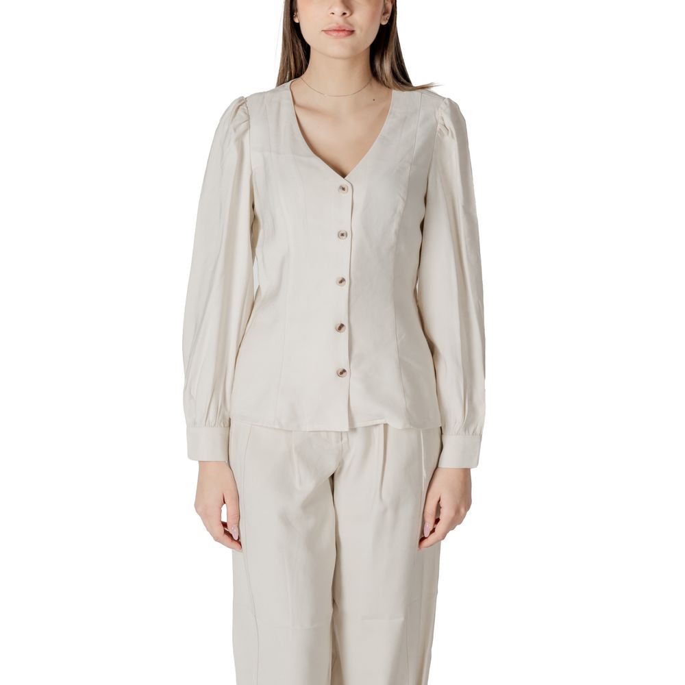 Vila Clothes Beige Viscose Top