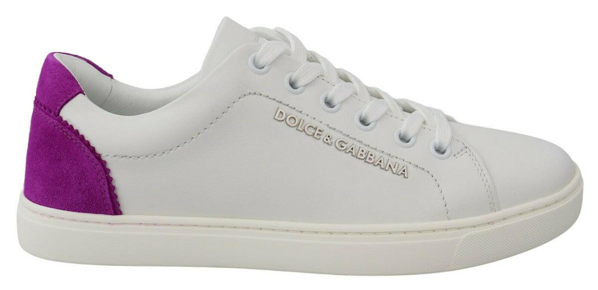 Dolce & Gabbana White Suede Leather Low Top Sneakers Shoes Dolce & Gabbana