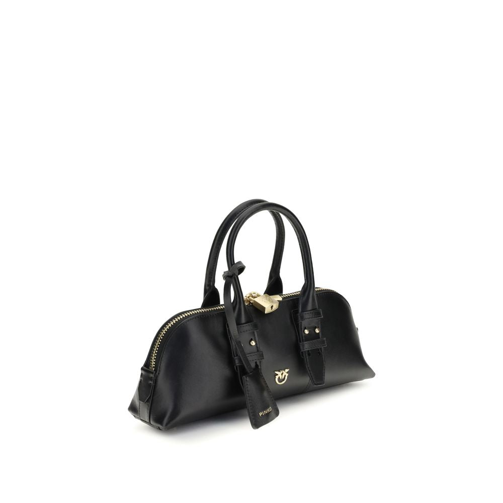 PINKO Black Calf Leather Bos Taurus Shoulder Bag