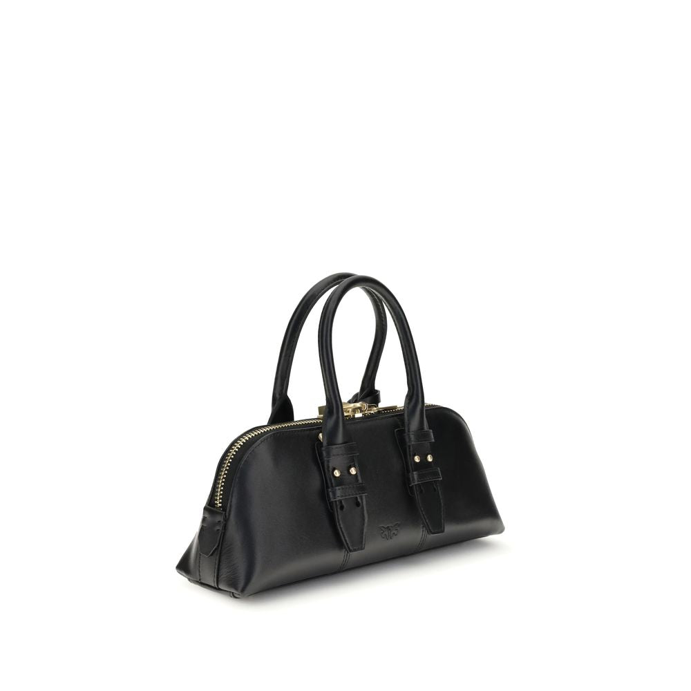 PINKO Black Calf Leather Bos Taurus Shoulder Bag